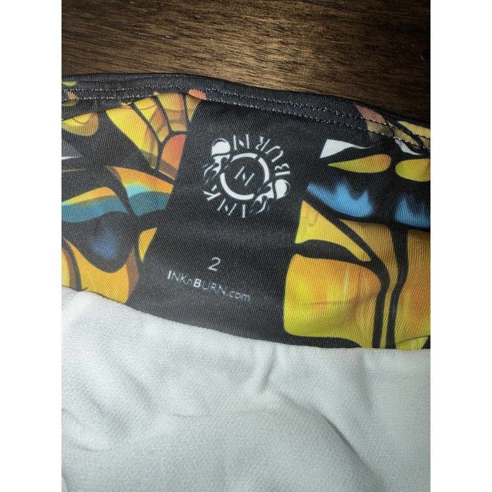 Ink N Burn Shorts Women's 2 Butterfly Colorful Low Rise Lined Running Yoga Gym - Picture 4 of 10
